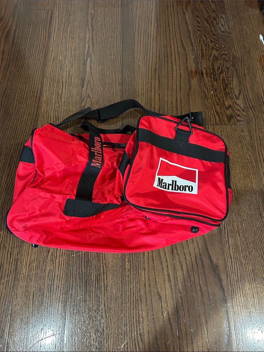 Marlboro Red Men's Duffel Bag with Black Accents logo bag